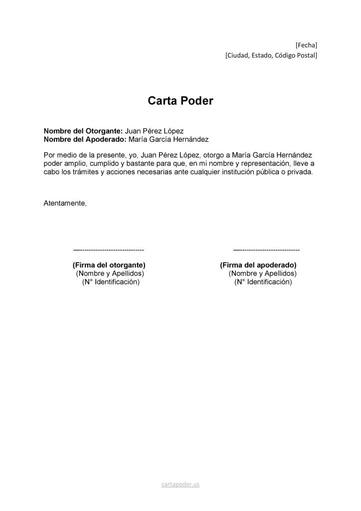 formato de Carta Poder Consulado Mexicano Indianápolis